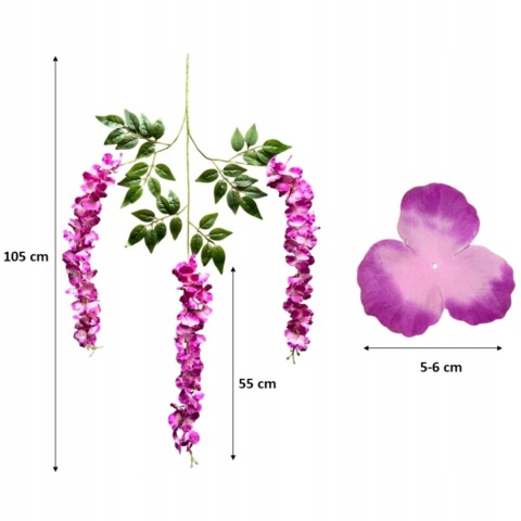 12x WISTERIA GLICYNIA PREMIUM XXL sztuczna gęsta girlanda kwiatowa ślub