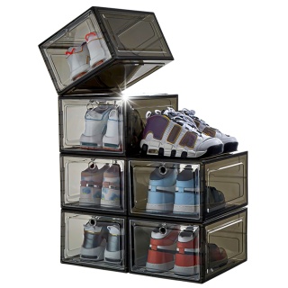 6x pudełka organizery pojemniki na buty PREMIUM transparentne czarne na akcesoria do biura