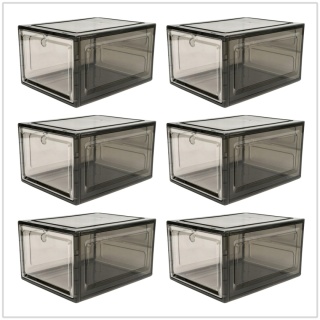 6x pudełka organizery pojemniki na buty PREMIUM transparentne czarne na akcesoria do biura