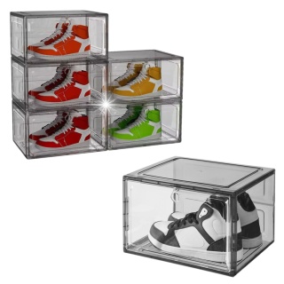 6x pudełka gablotki organizery czarne na buty PREMIUM na kosmetyki akcesoria do biura