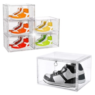6x pudełka gablotki organizery na buty PREMIUM na zabawki akcesoria do biura