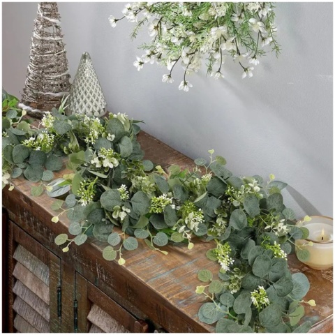 Eukaliptus girlanda sztuczne kwiaty dekoracja pnącze na komunie ślub balkon