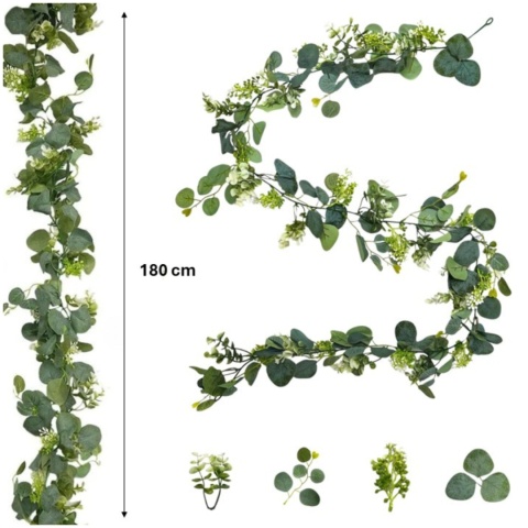Eukaliptus girlanda sztuczne kwiaty dekoracja pnącze na komunie ślub balkon