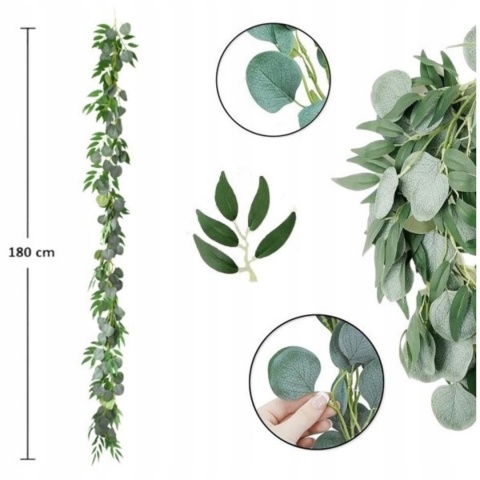 Girlanda EUKALIPTUS pnącze bluszcz sztuczne kwiaty