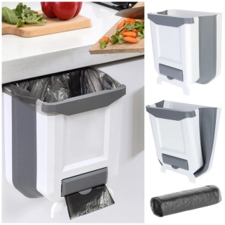 Kosz na śmieci składany kuchenny wiszący na szafkę z miejscem na worki auto