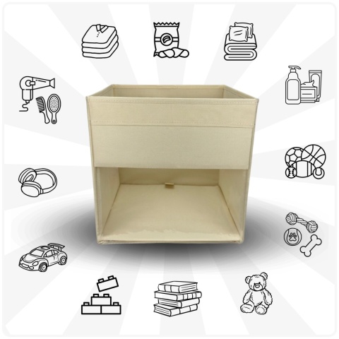 PUDEŁKO POJEMNIK ORGANIZER do przechowywania regału zabawki ubrania książki BEŻOWY 1