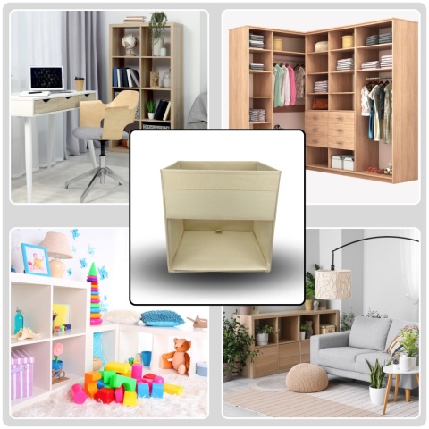 PUDEŁKO POJEMNIK ORGANIZER do przechowywania regału zabawki ubrania książki BEŻOWY 1