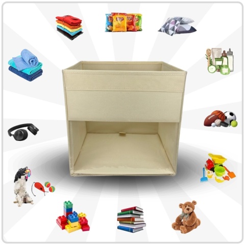 PUDEŁKO POJEMNIK ORGANIZER do przechowywania regału zabawki ubrania książki BEŻOWY 1