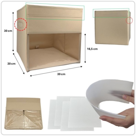 PUDEŁKO POJEMNIK ORGANIZER do przechowywania regału zabawki ubrania książki BEŻOWY 2