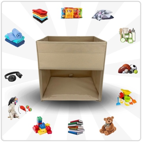PUDEŁKO POJEMNIK ORGANIZER do przechowywania regału zabawki ubrania książki BEŻOWY 2