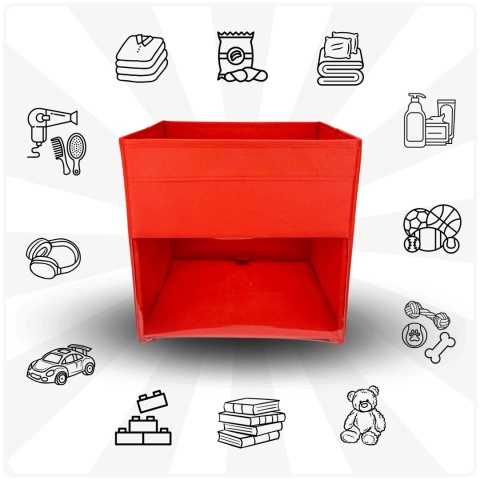 PUDEŁKO POJEMNIK ORGANIZER do przechowywania regału zabawki ubrania książki CZERWONY