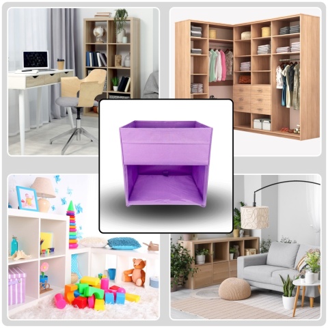 PUDEŁKO POJEMNIK ORGANIZER do przechowywania regału zabawki ubrania książki FIOLETOWY 1