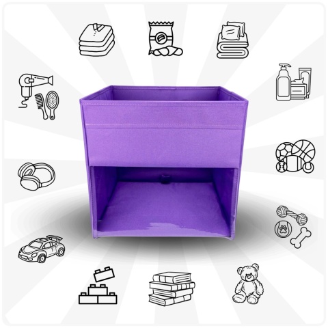 PUDEŁKO POJEMNIK ORGANIZER do przechowywania regału zabawki ubrania książki FIOLETOWY 2