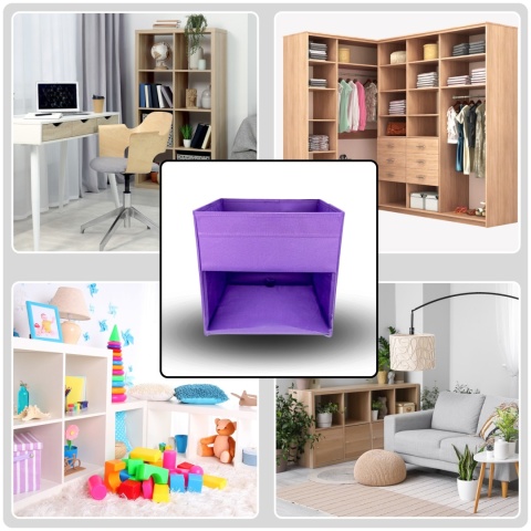 PUDEŁKO POJEMNIK ORGANIZER do przechowywania regału zabawki ubrania książki FIOLETOWY 2