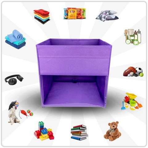 PUDEŁKO POJEMNIK ORGANIZER do przechowywania regału zabawki ubrania książki FIOLETOWY 2
