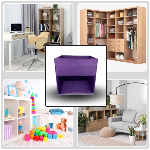 PUDEŁKO POJEMNIK ORGANIZER do przechowywania regału zabawki ubrania książki FIOLETOWY 3