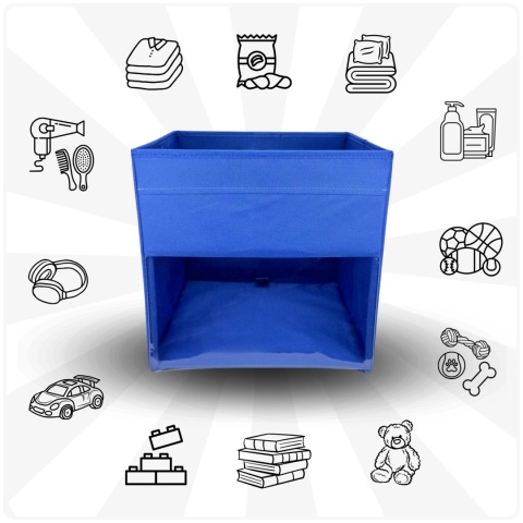 PUDEŁKO POJEMNIK ORGANIZER do przechowywania regału zabawki ubrania książki GRANATOWY 1
