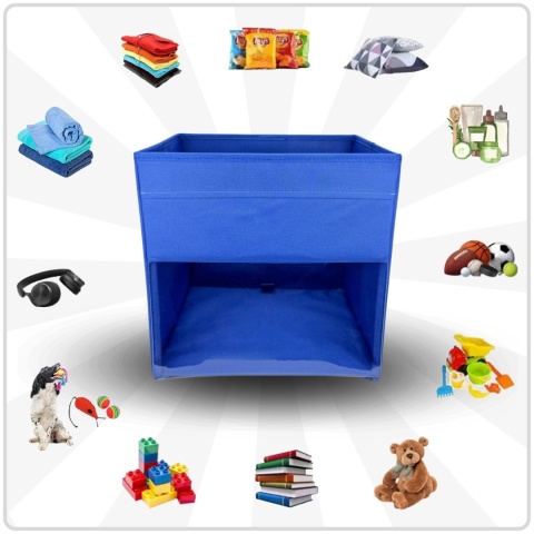 PUDEŁKO POJEMNIK ORGANIZER do przechowywania regału zabawki ubrania książki GRANATOWY 1