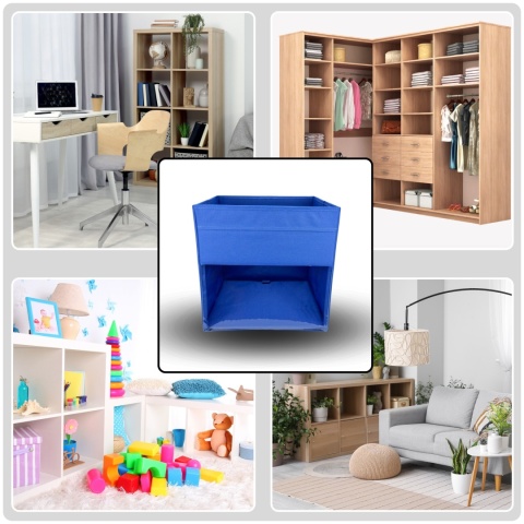 PUDEŁKO POJEMNIK ORGANIZER do przechowywania regału zabawki ubrania książki GRANATOWY 2