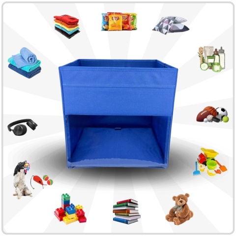 PUDEŁKO POJEMNIK ORGANIZER do przechowywania regału zabawki ubrania książki GRANATOWY 2