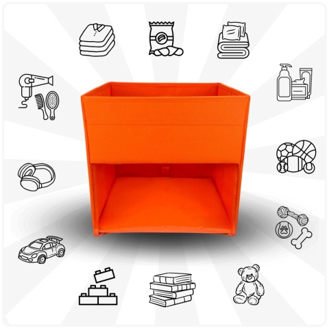 PUDEŁKO POJEMNIK ORGANIZER do przechowywania regału zabawki ubrania książki POMARAŃCZOWY