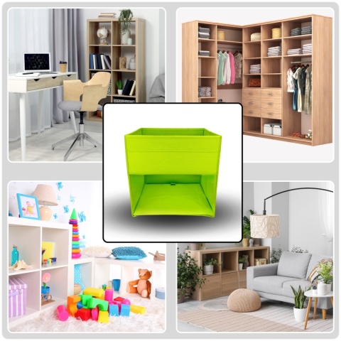 PUDEŁKO POJEMNIK ORGANIZER do przechowywania regału zabawki ubrania książki ZIELONY 1