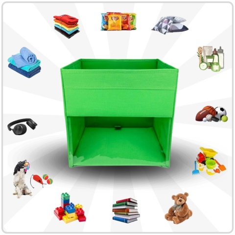 PUDEŁKO POJEMNIK ORGANIZER do przechowywania regału zabawki ubrania książki ZIELONY 2