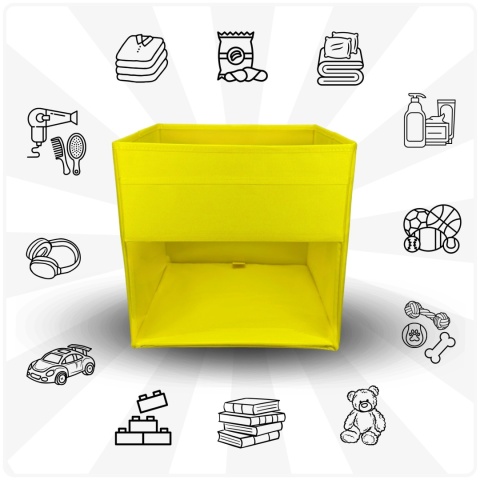 PUDEŁKO POJEMNIK ORGANIZER do przechowywania regału zabawki ubrania książki ŻÓŁTY