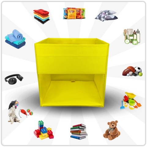 PUDEŁKO POJEMNIK ORGANIZER do przechowywania regału zabawki ubrania książki ŻÓŁTY