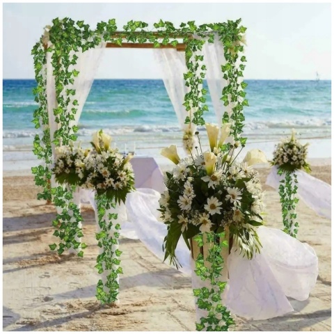 Sztuczny bluszcz 12x girlanda wisząca dekoracja osłona na ścianę balkon 25 m