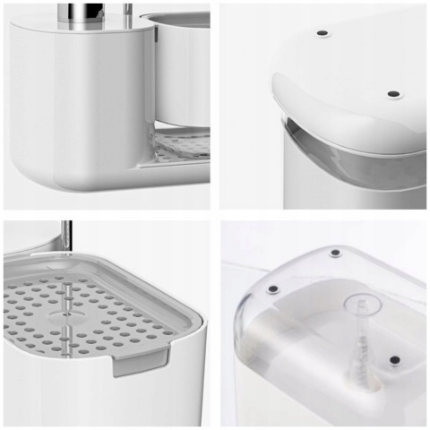 Zestaw organizer do kuchni 4w1 biały dozownik do mydła na płyn do naczyń z pompką