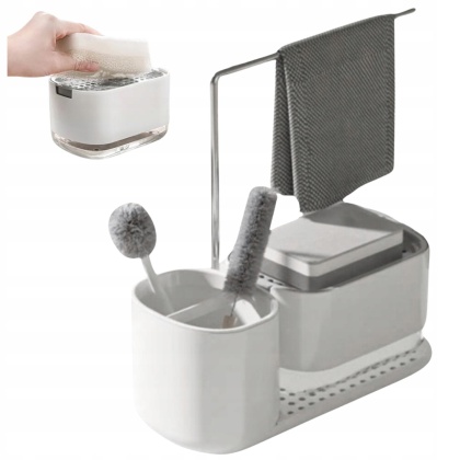 ZESTAW ORGANIZER DO KUCHNI NA AKCESORIA dozownik na płyn do naczyń z pompką