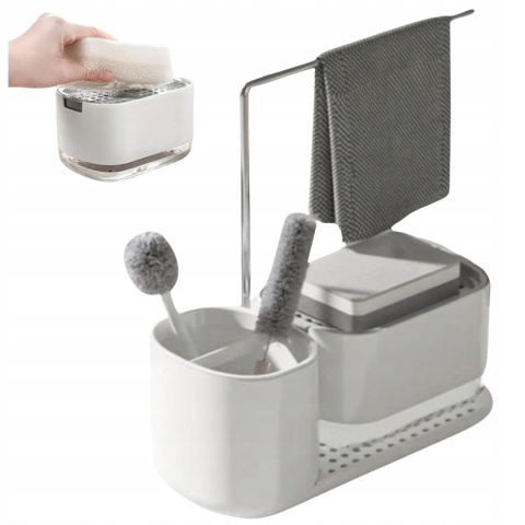 ZESTAW ORGANIZER DO KUCHNI NA AKCESORIA dozownik na płyn do naczyń z pompką