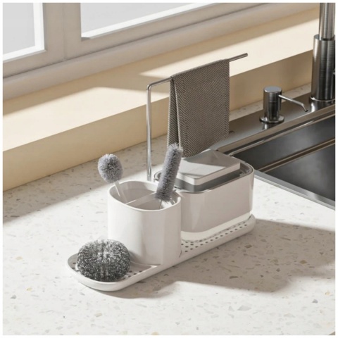 ZESTAW ORGANIZER DO KUCHNI NA AKCESORIA dozownik na płyn do naczyń z pompką