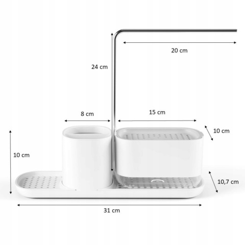 ZESTAW ORGANIZER DO KUCHNI NA AKCESORIA dozownik na płyn do naczyń z pompką