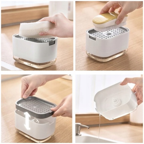 ZESTAW ORGANIZER DO KUCHNI NA AKCESORIA dozownik na płyn do naczyń z pompką